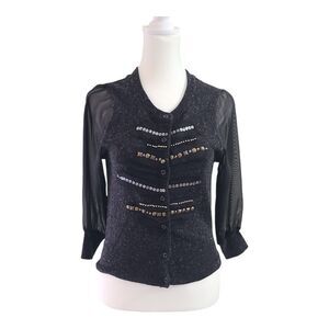 Bke Studio Sweater‎ Cotton/Wool Black Women's Small Embellishments